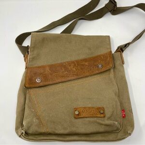 Augur Men's Tan Canvas Messenger Bag